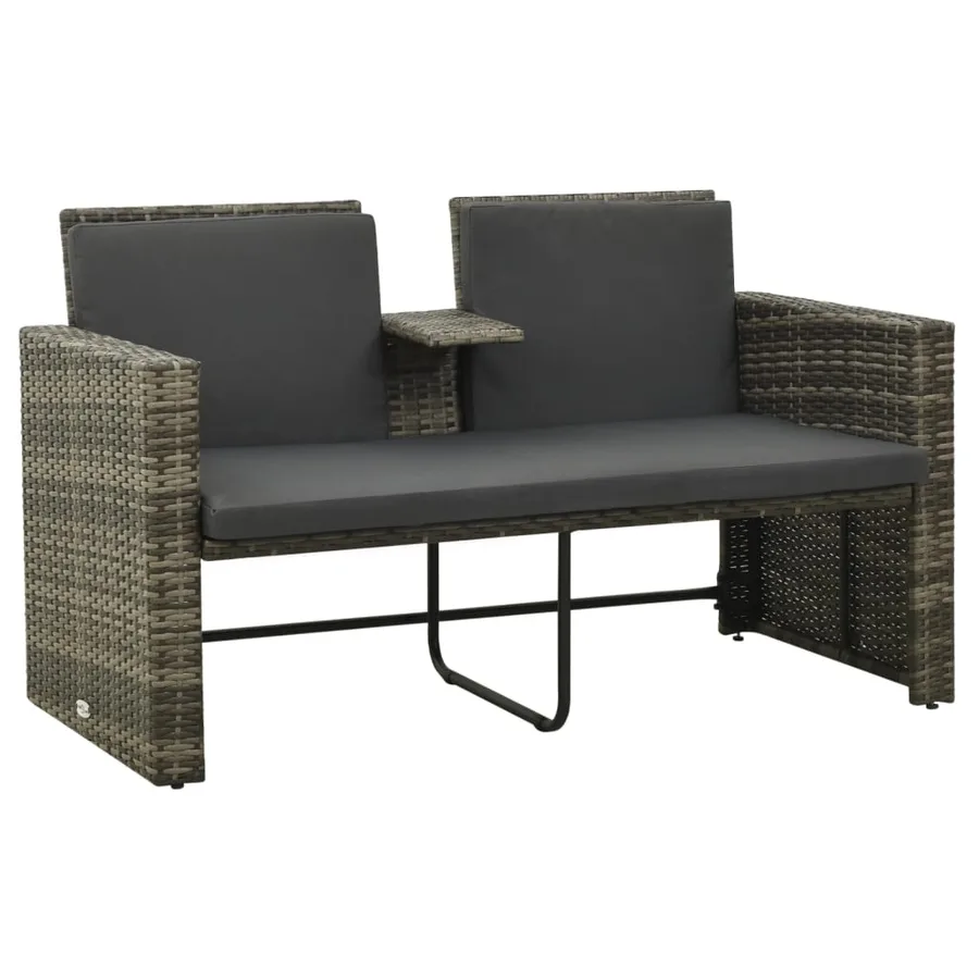 Salon de jardin 3 pcs avec coussins Résine tressée Gris - 4
