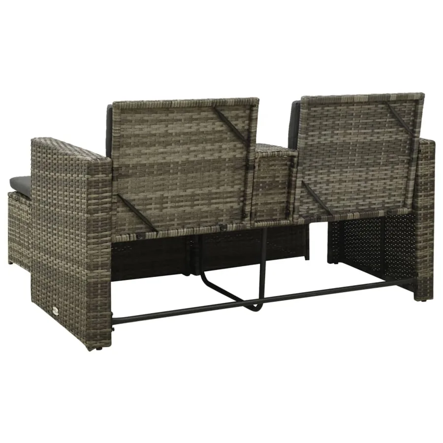 Salon de jardin 3 pcs avec coussins Résine tressée Gris - 5