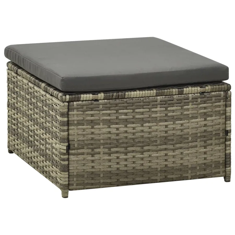 Salon de jardin 3 pcs avec coussins Résine tressée Gris - 6