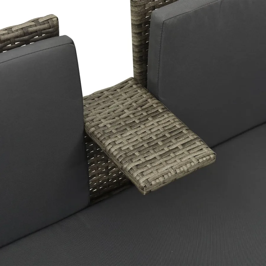 Salon de jardin 3 pcs avec coussins Résine tressée Gris - 7