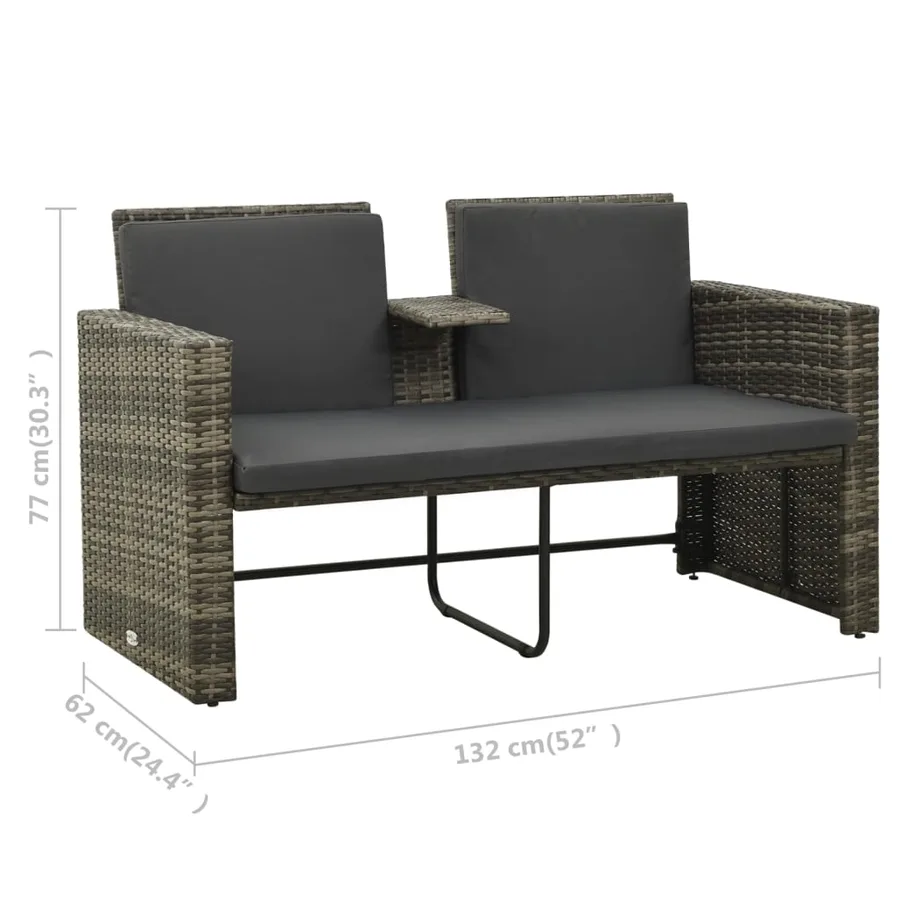 Salon de jardin 3 pcs avec coussins Résine tressée Gris - 9