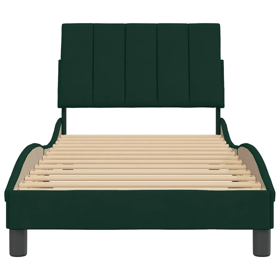 Cadre de lit sans matelas Hanko vert foncé 90x200 cm velours - 5