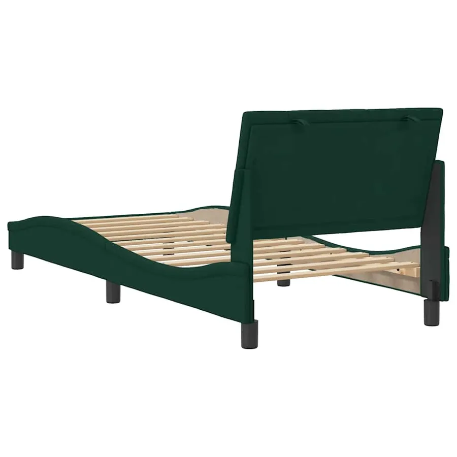Cadre de lit sans matelas Hanko vert foncé 90x200 cm velours - 7
