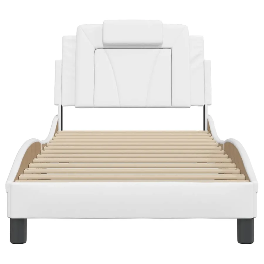 Cadre de lit Viana sans matelas blanc 90x200 cm similicuir - 4