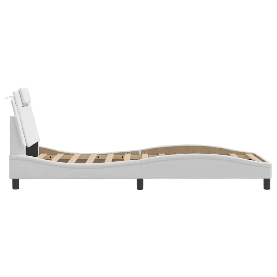 Cadre de lit Viana sans matelas blanc 90x200 cm similicuir - 7