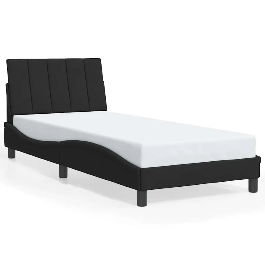 Cadre de lit sans matelas Hanko noir 90x190 cm velours - 2