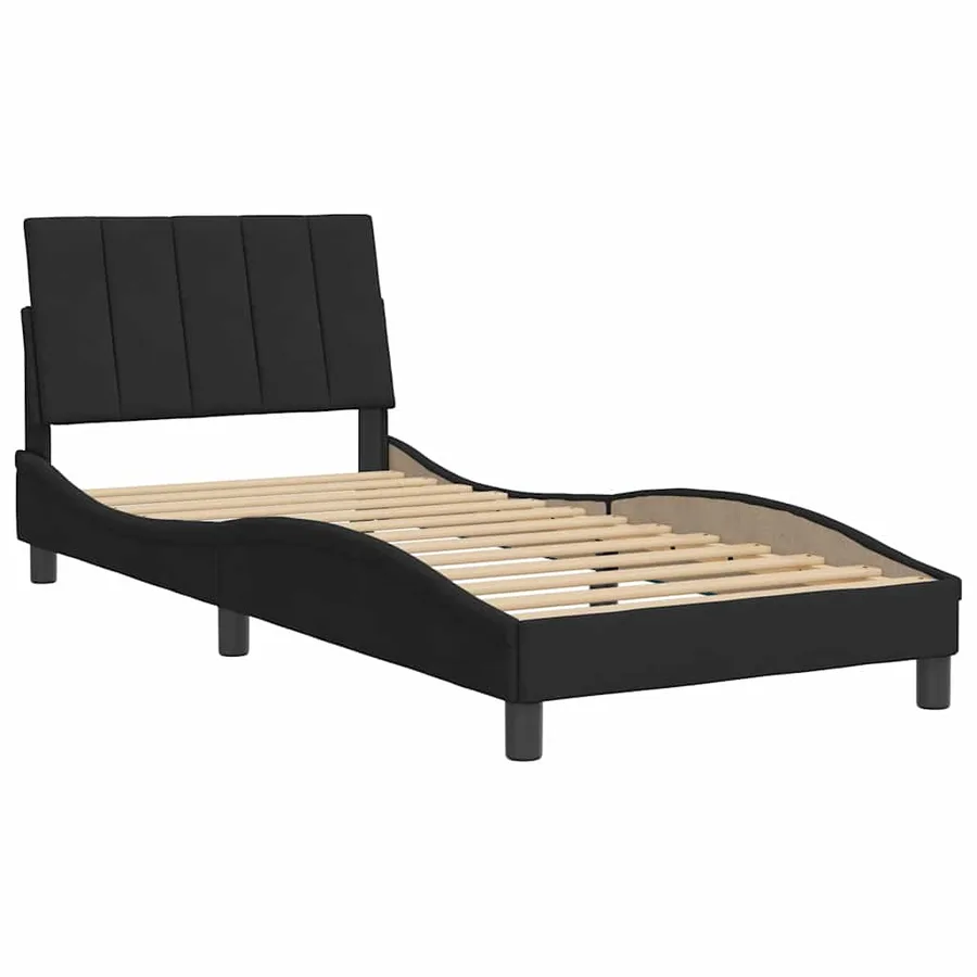 Cadre de lit sans matelas Hanko noir 90x190 cm velours - 3