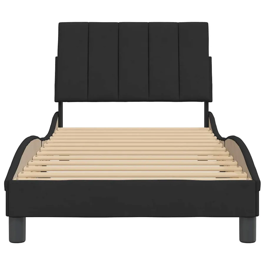 Cadre de lit sans matelas Hanko noir 90x190 cm velours - 5