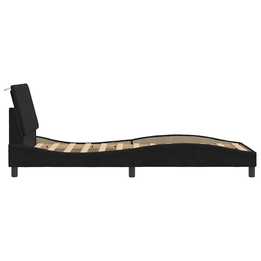 Cadre de lit sans matelas Hanko noir 90x190 cm velours - 6