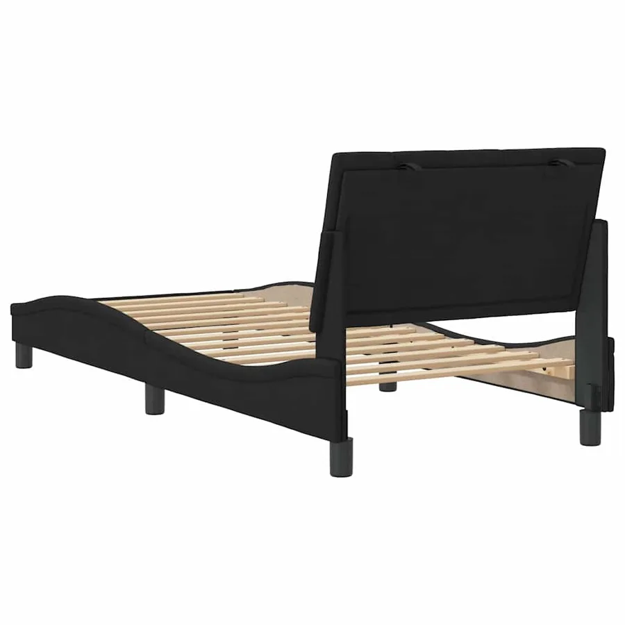 Cadre de lit sans matelas Hanko noir 90x190 cm velours - 7