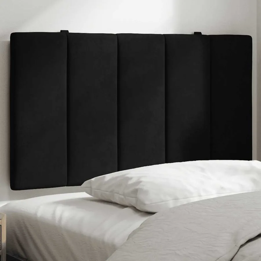 Coussin de tête de lit Hanko noir 90 cm velours