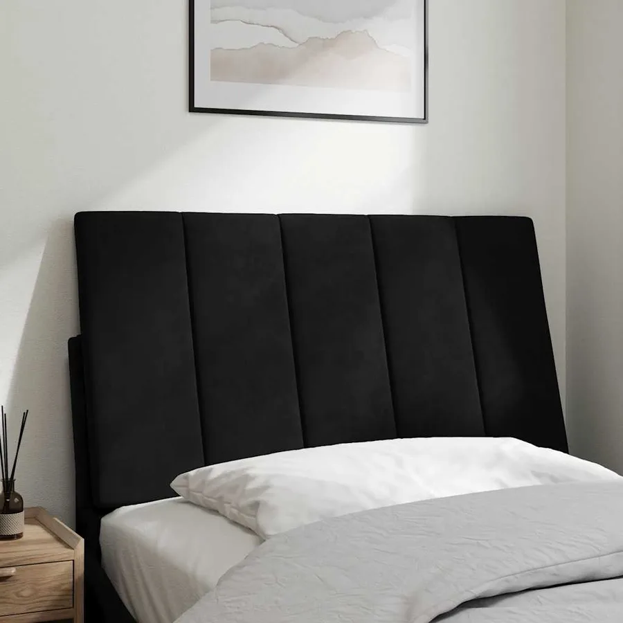 Coussin de tête de lit Hanko noir 90 cm velours - 3