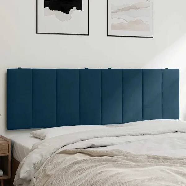 Coussin de tête de lit Hanko bleu 160 cm velours