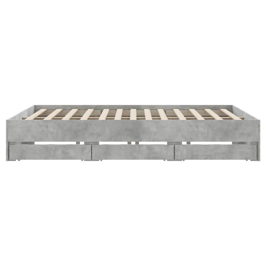 Cadre de lit avec tiroirs sans matelas gris béton 160x200 cm - 7