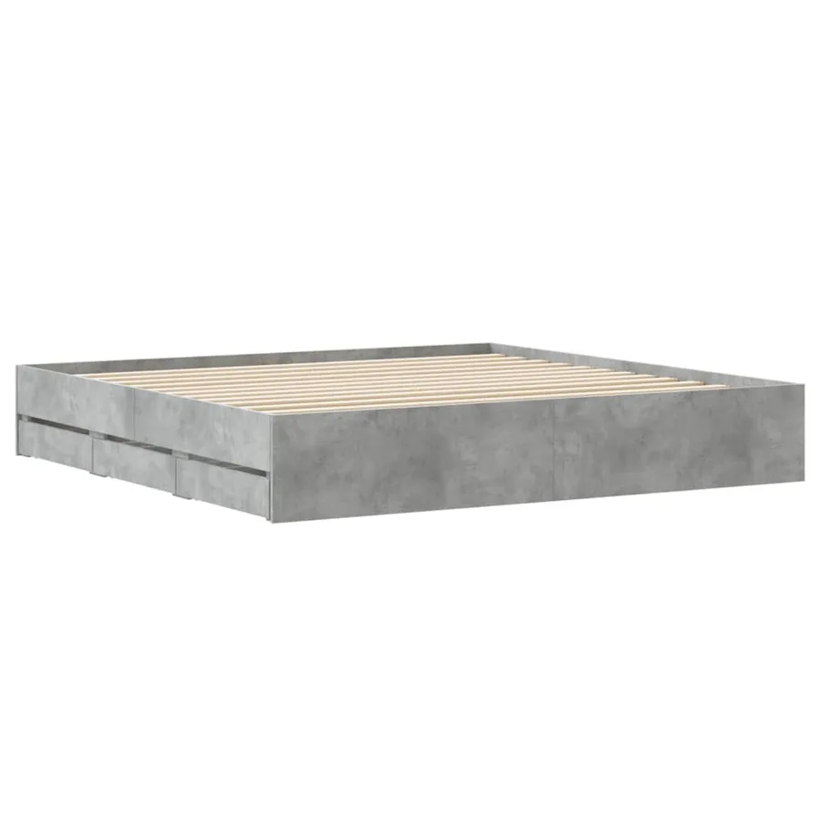 Cadre de lit avec tiroirs sans matelas gris béton 160x200 cm - 8