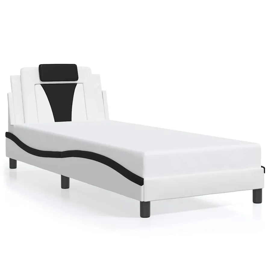 Cadre de lit Viana sans matelas blanc et noir 80x200 cm similicuir - 2