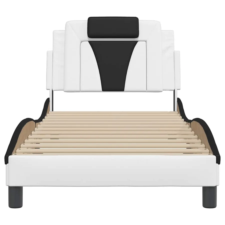 Cadre de lit Viana sans matelas blanc et noir 80x200 cm similicuir - 4