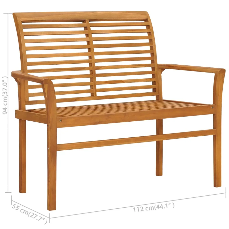 Banc de jardin avec coussin vert 112 cm Bois de teck massif - 8