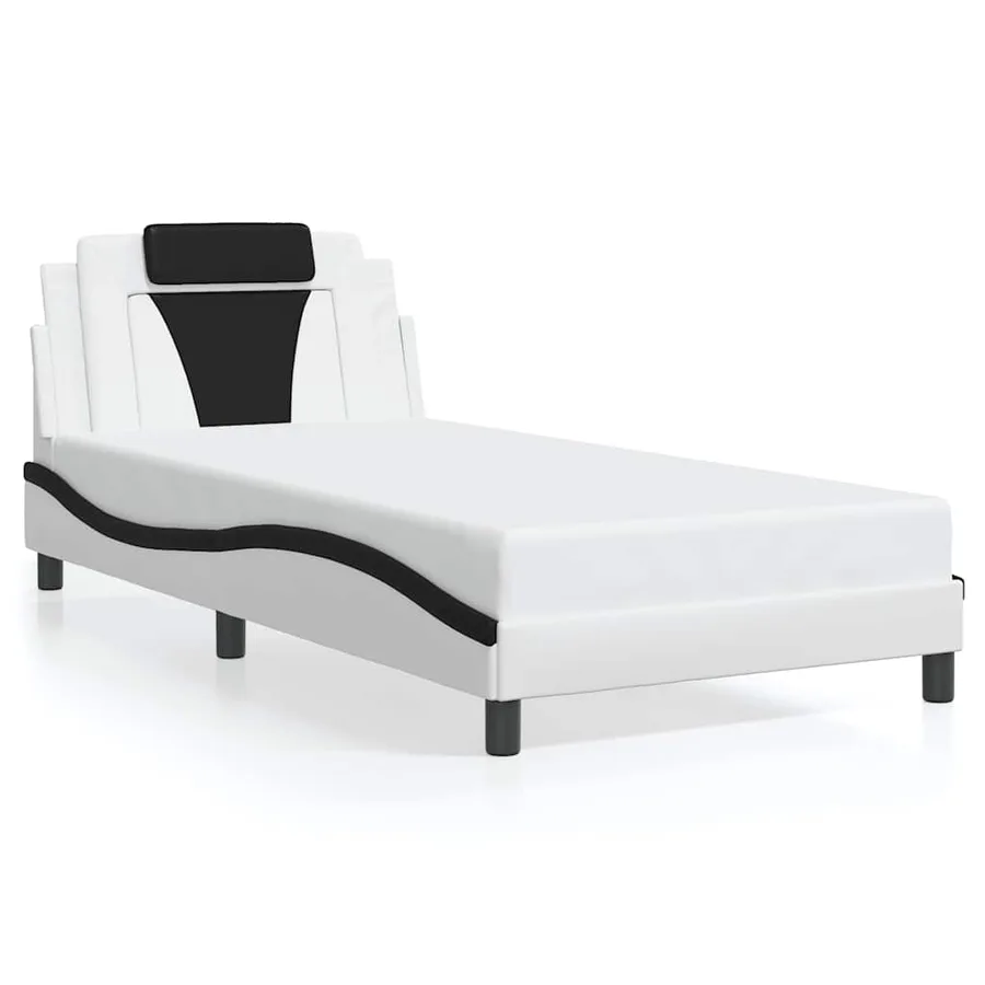 Cadre de lit Viana sans matelas blanc et noir 100x200 cm similicuir - 2