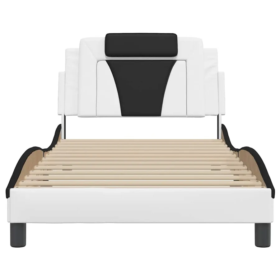 Cadre de lit Viana sans matelas blanc et noir 100x200 cm similicuir - 4