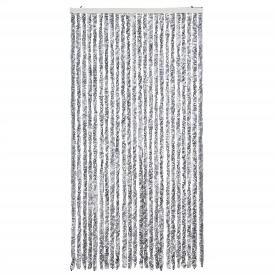 Rideau anti-mouches blanc et gris 100x230 cm chenille - 3