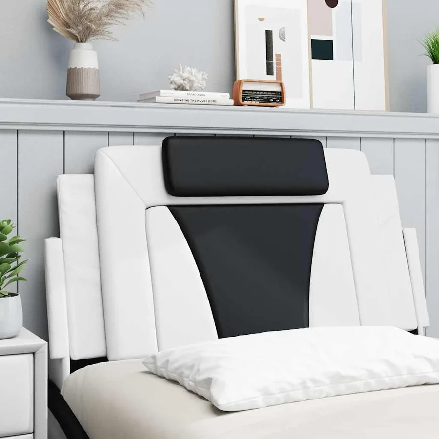 Coussin de tête de lit Viana noir et blanc 100 cm similicuir - 3