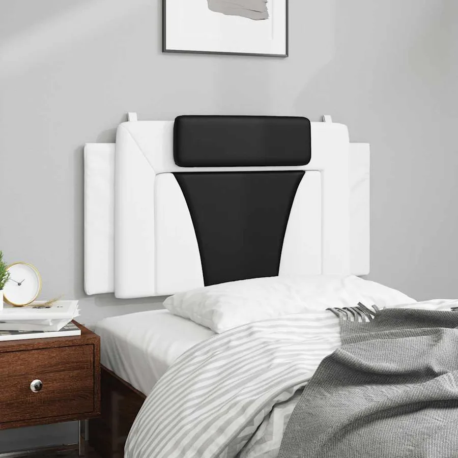 Coussin de tête de lit Viana noir et blanc 100 cm similicuir - 4