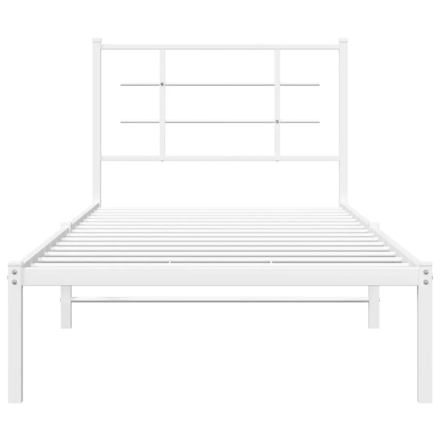 Cadre de lit métal sans matelas avec tête de lit blanc 90x200cm - 5