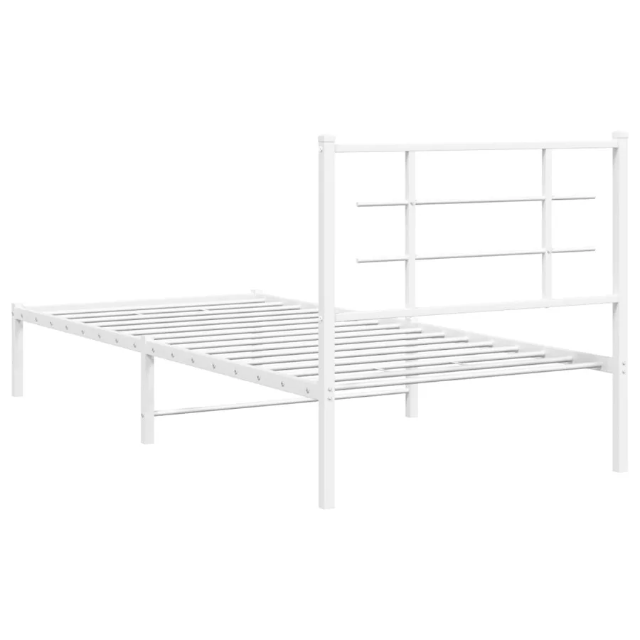 Cadre de lit métal sans matelas avec tête de lit blanc 90x200cm - 7