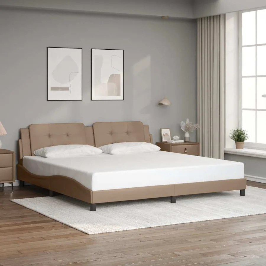 Cadre de lit sans matelas Zadar cappuccino 200x200 cm similicuir