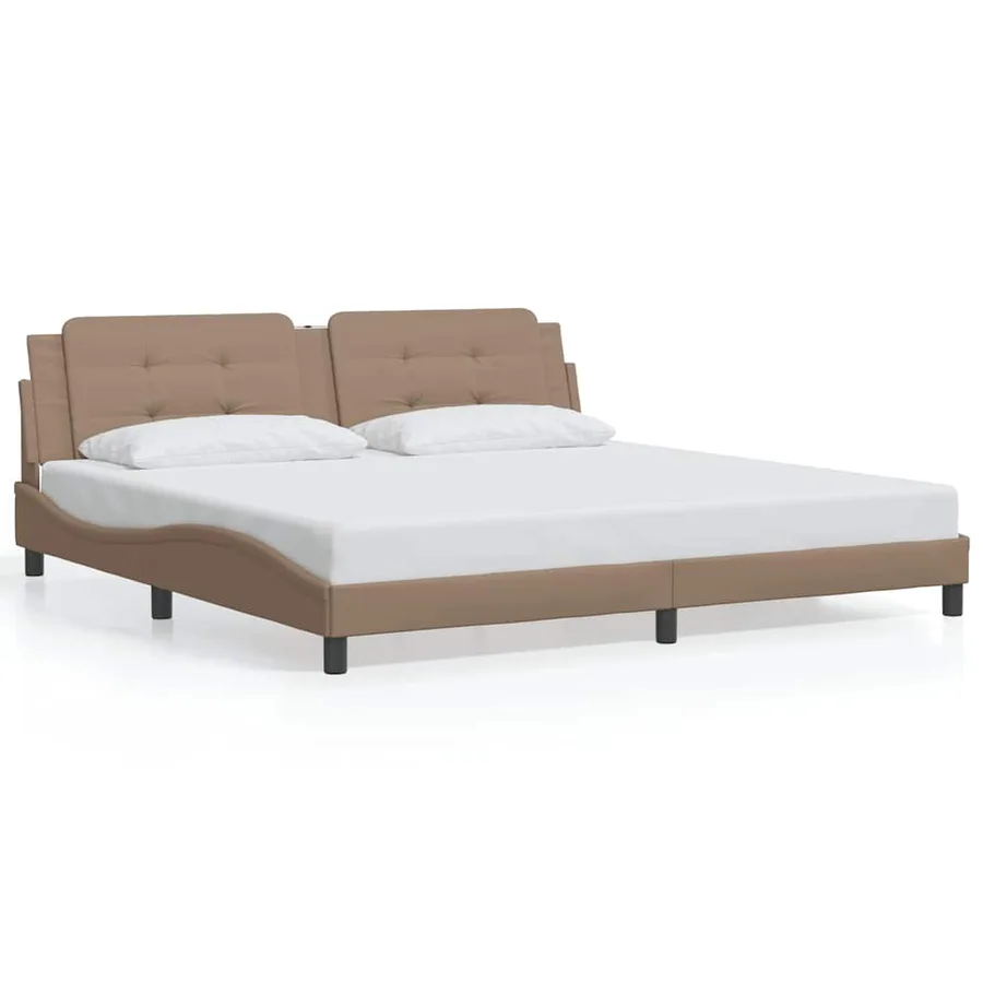 Cadre de lit sans matelas Zadar cappuccino 200x200 cm similicuir - 2