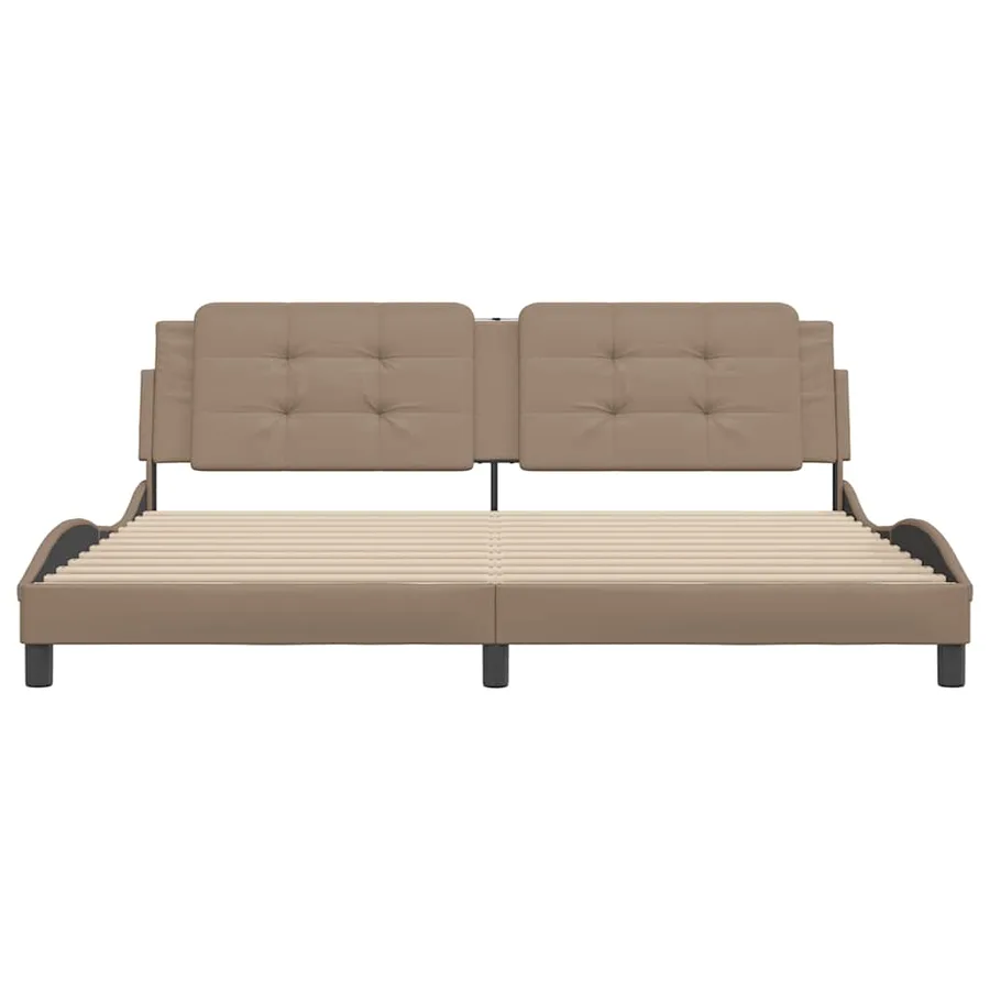 Cadre de lit sans matelas Zadar cappuccino 200x200 cm similicuir - 4