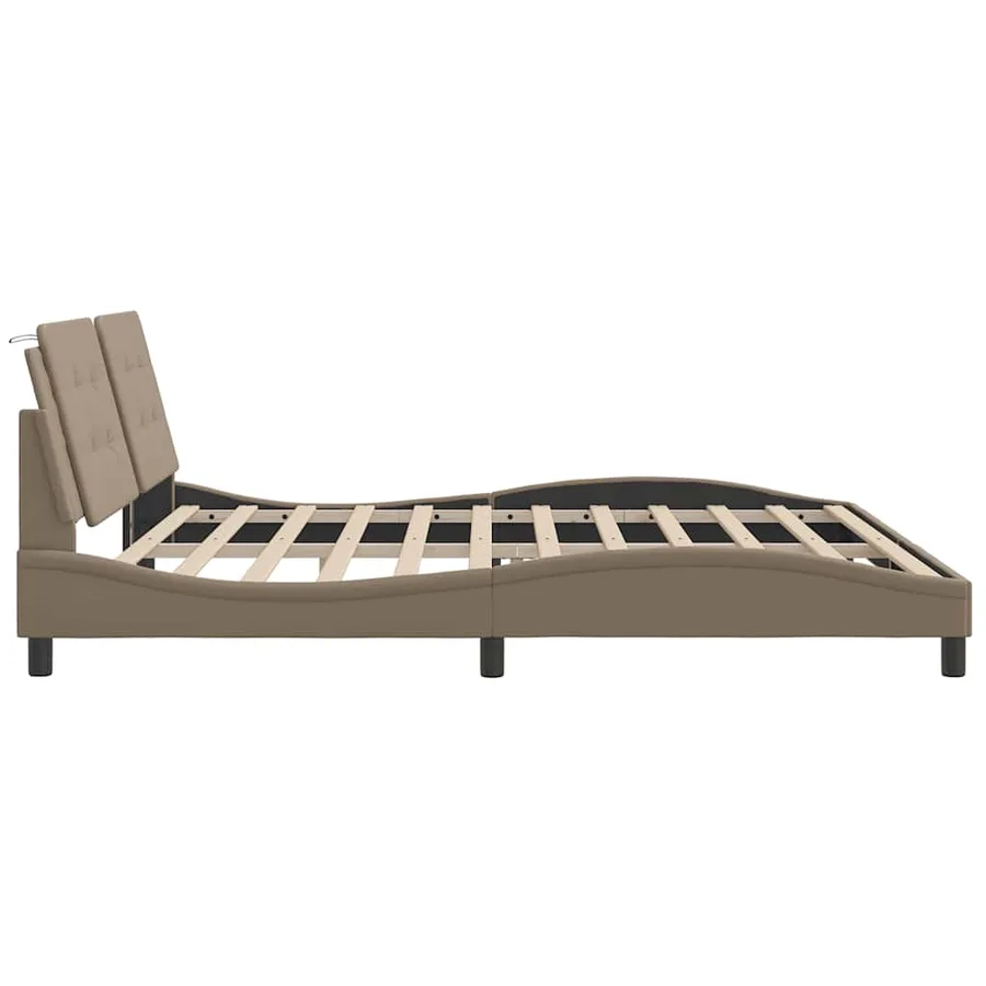 Cadre de lit sans matelas Zadar cappuccino 200x200 cm similicuir - 5