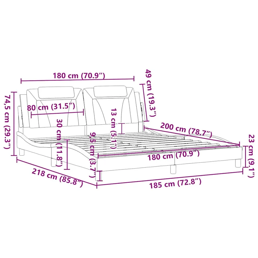 Cadre de lit Viana sans matelas noir 180x200 cm similicuir - 12
