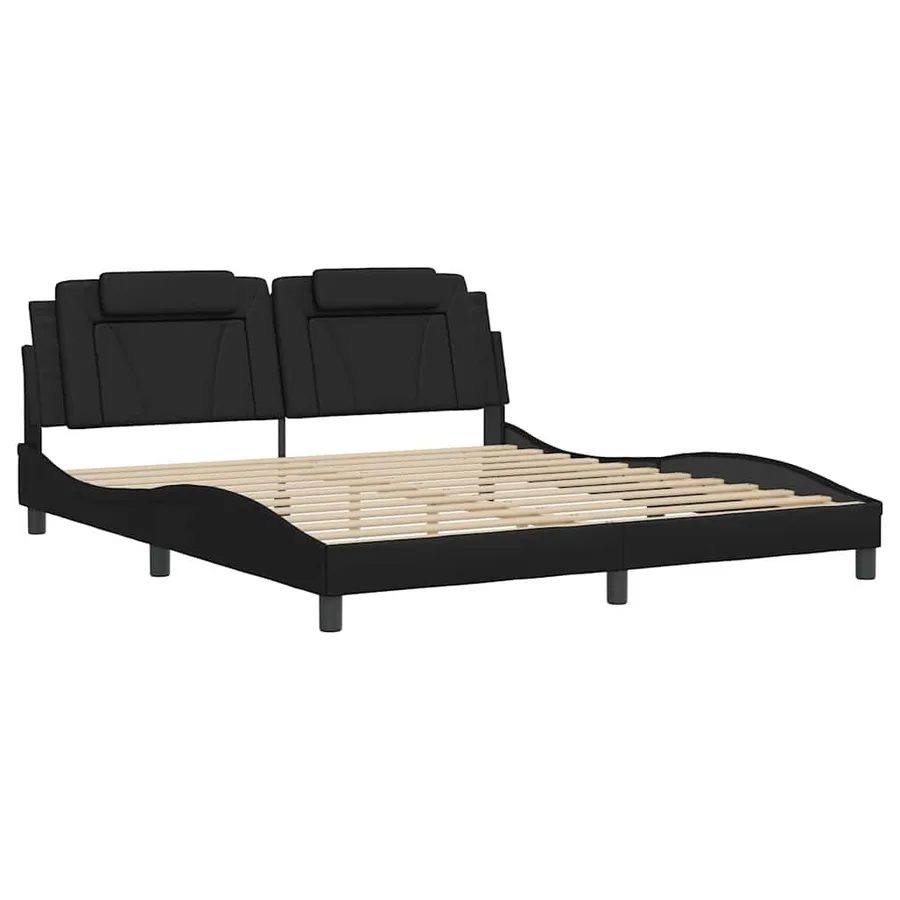 Cadre de lit Viana sans matelas noir 180x200 cm similicuir - 3