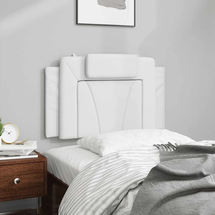 Coussin de tête de lit Viana blanc 80 cm similicuir - 3