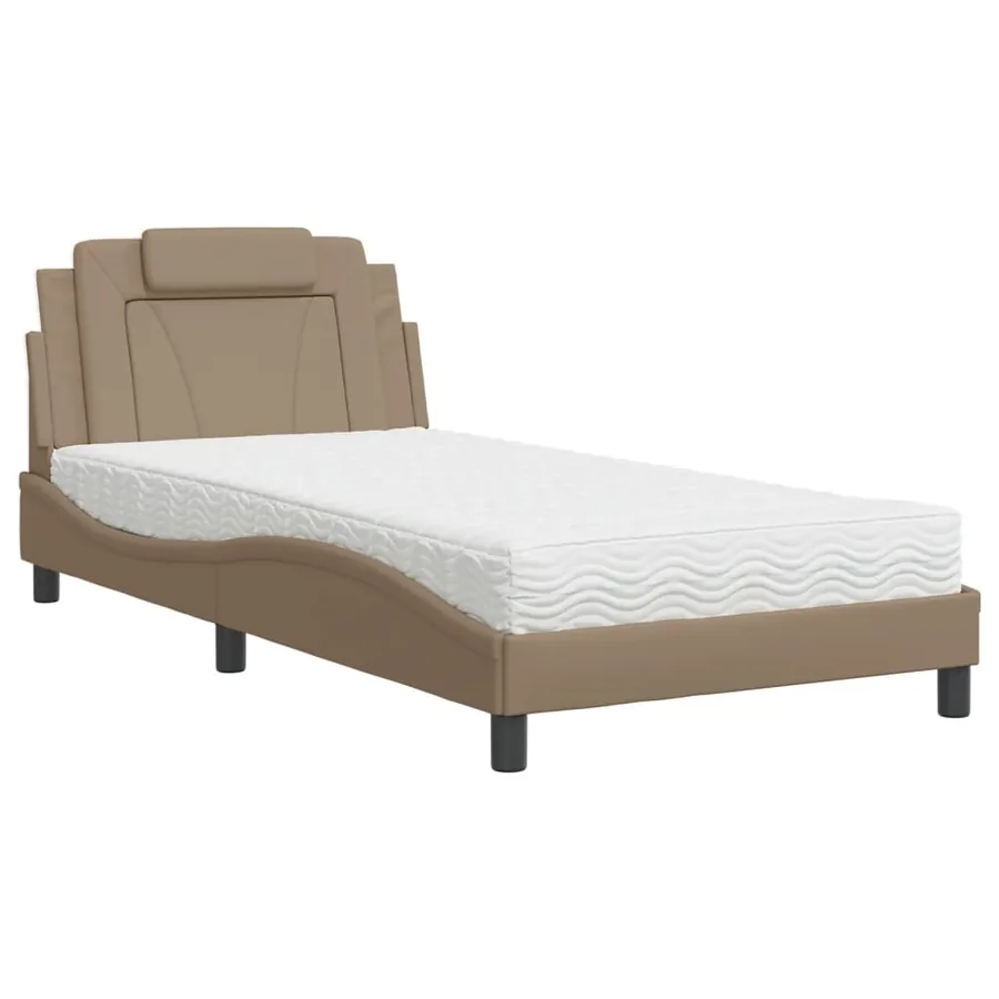 Lit Viana avec matelas cappuccino 100x200 cm similicuir