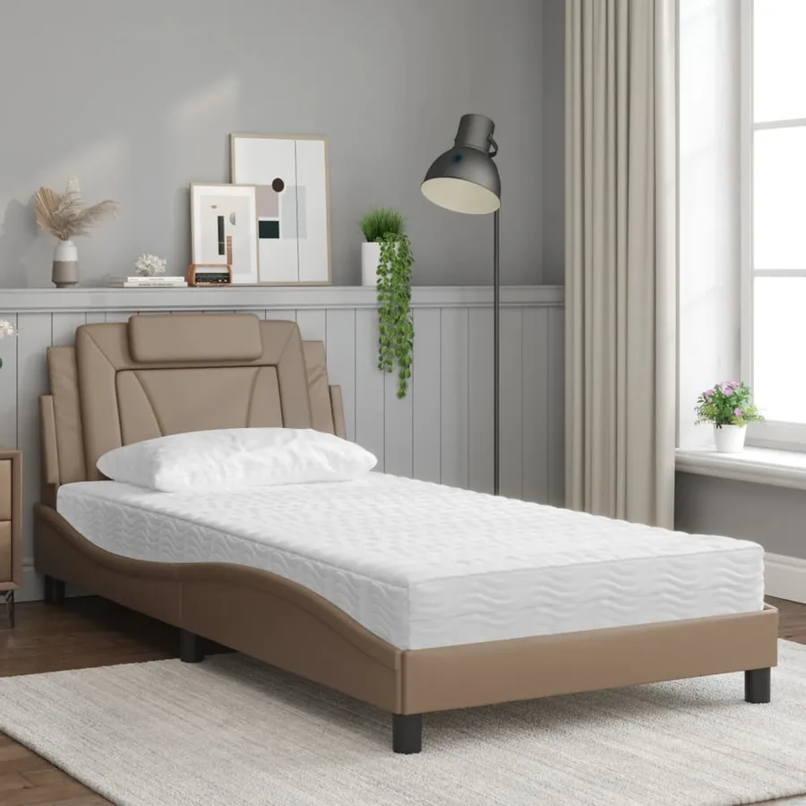 Lit Viana avec matelas cappuccino 100x200 cm similicuir - 3