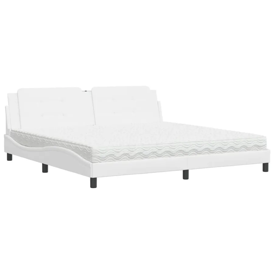 Lit avec matelas Zadar blanc 200x200 cm similicuir - 2