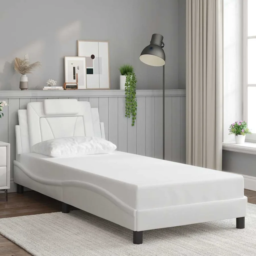 Cadre de lit Viana sans matelas blanc 80x200 cm similicuir
