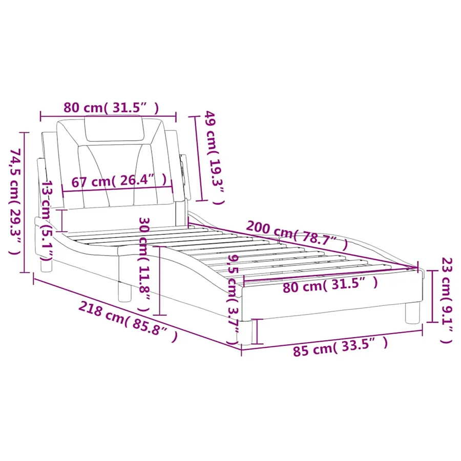 Cadre de lit Viana sans matelas blanc 80x200 cm similicuir - 12