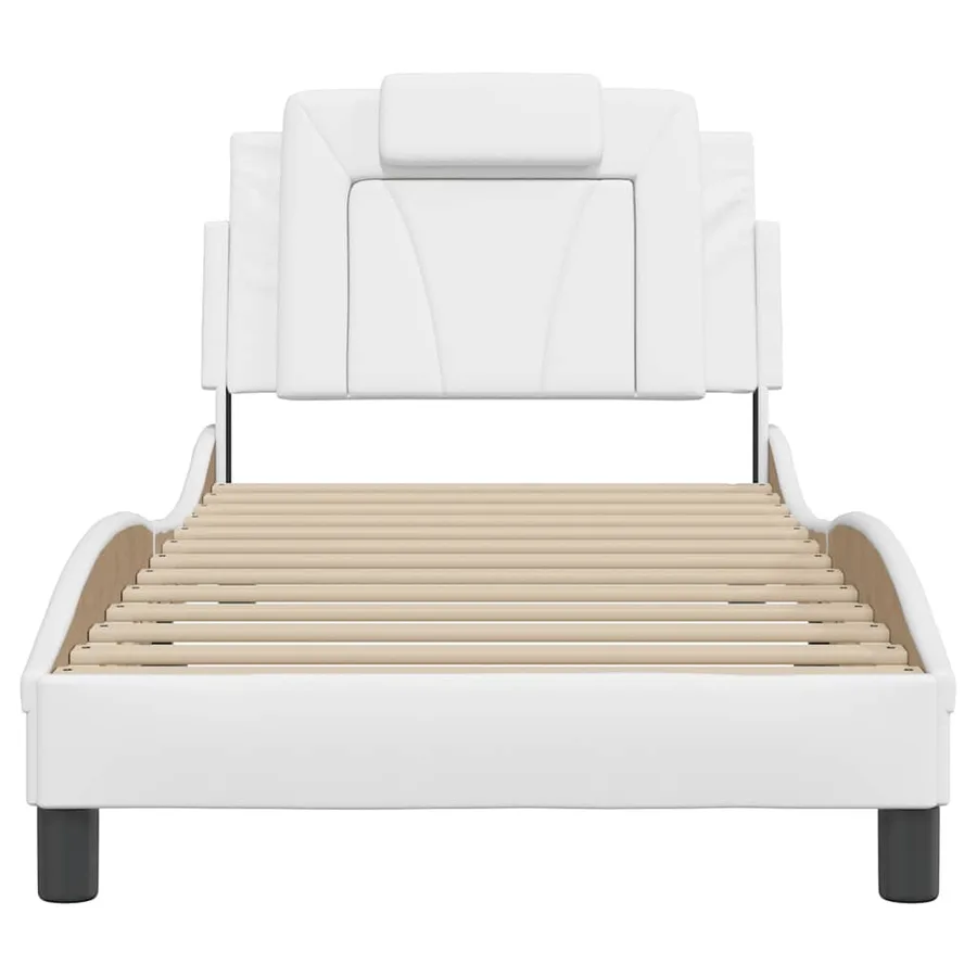 Cadre de lit Viana sans matelas blanc 80x200 cm similicuir - 4