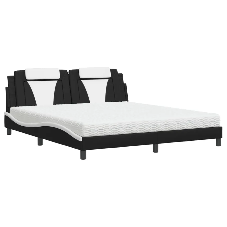 Lit Viana avec matelas noir et blanc 180x200 cm similicuir - 2