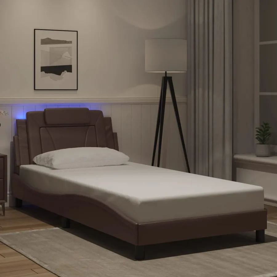 Cadre de lit Viana avec LED sans matelas marron 100x200 cm