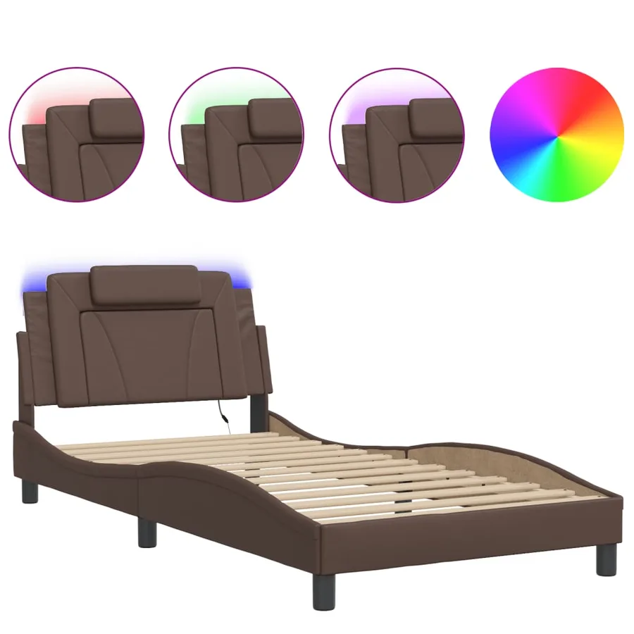 Cadre de lit Viana avec LED sans matelas marron 100x200 cm - 2