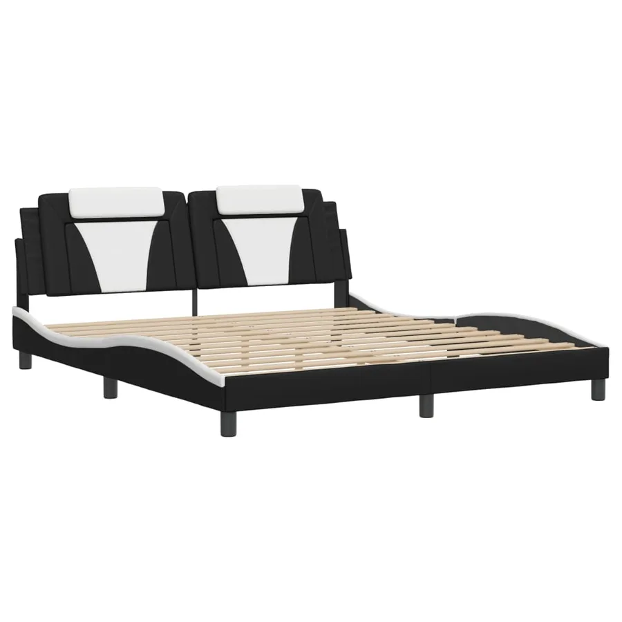 Cadre de lit Viana avec LED sans matelas noir et blanc 180x200 cm - 3
