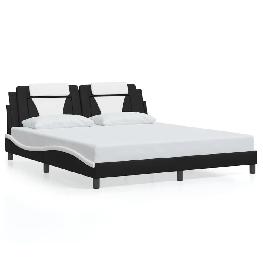 Cadre de lit Viana avec LED sans matelas noir et blanc 180x200 cm - 5