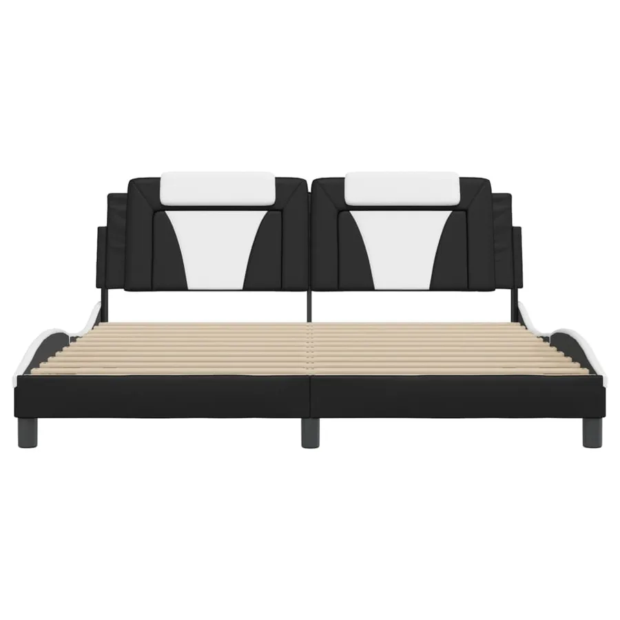 Cadre de lit Viana avec LED sans matelas noir et blanc 180x200 cm - 6