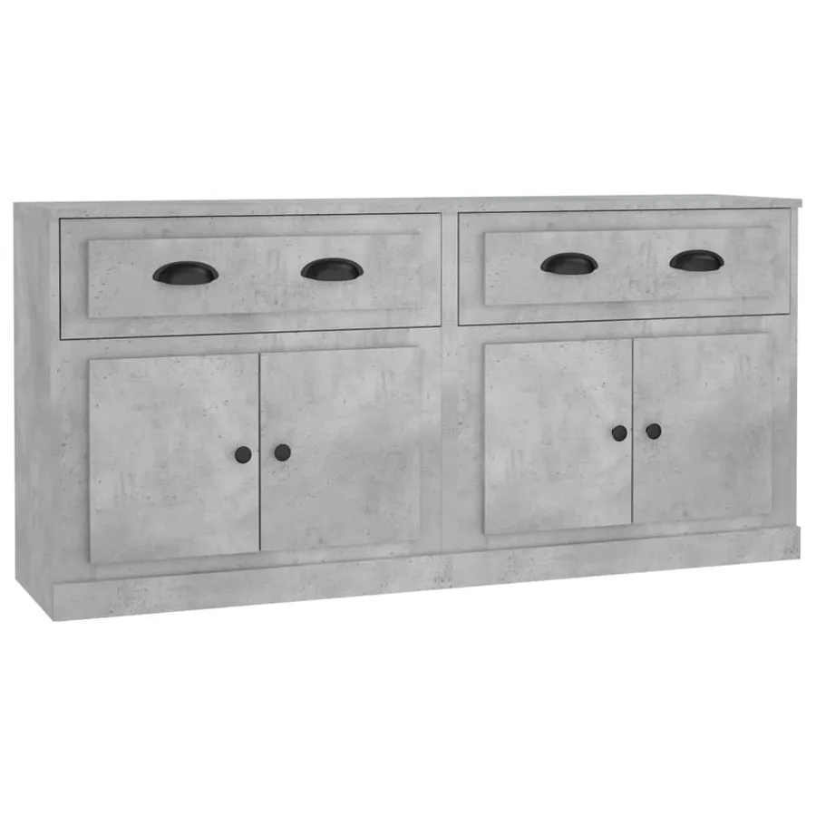 Buffets 2 pcs gris béton bois d'ingénierie - 2