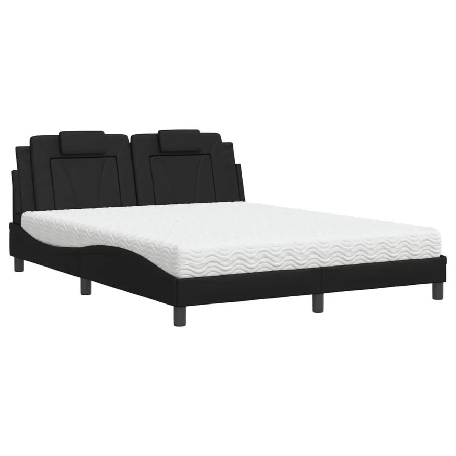 Lit Viana avec matelas noir 160x200 cm similicuir - 2